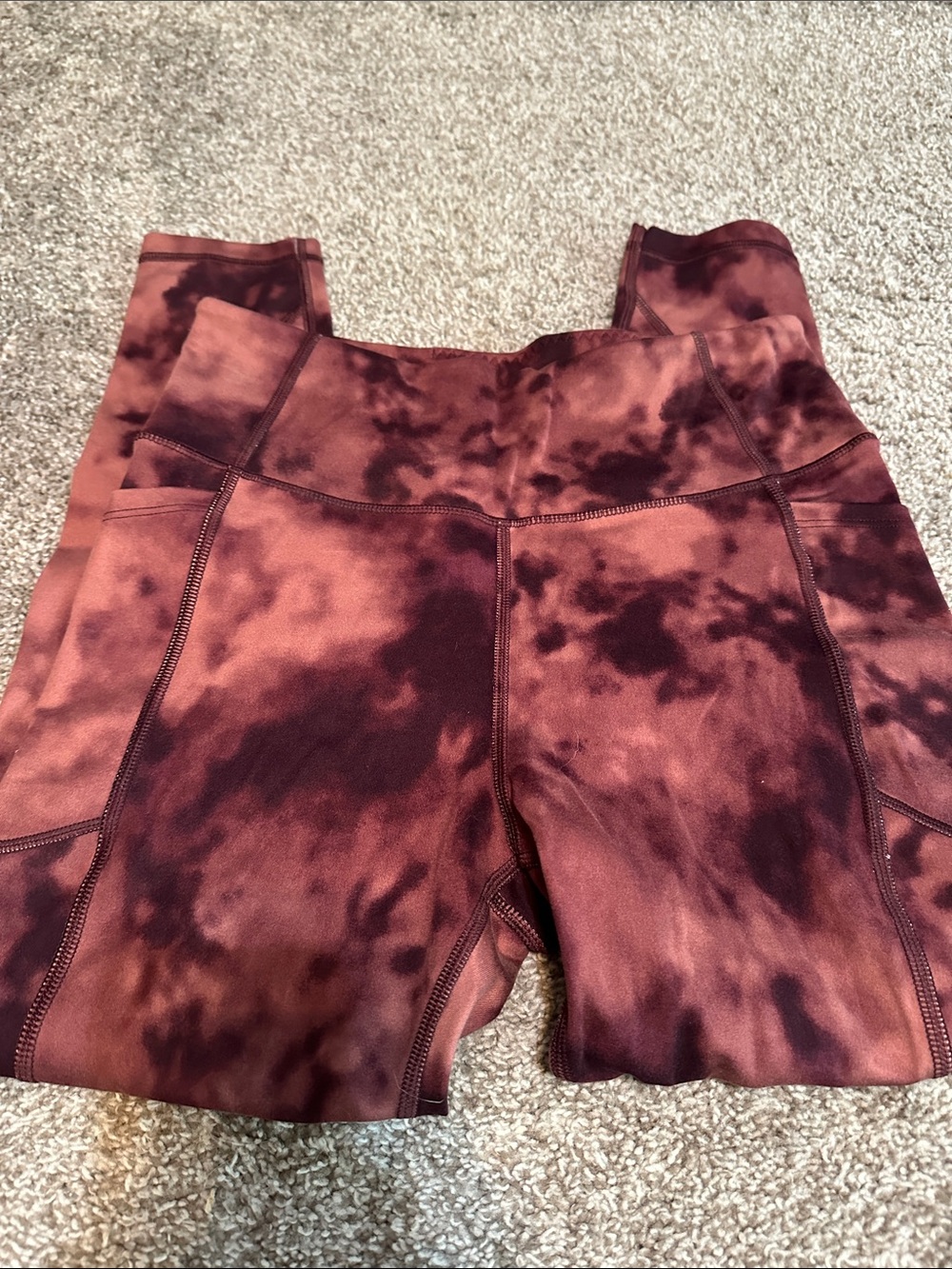 Victoria's Secret Maroon and Rust Tie-Dye Leggings